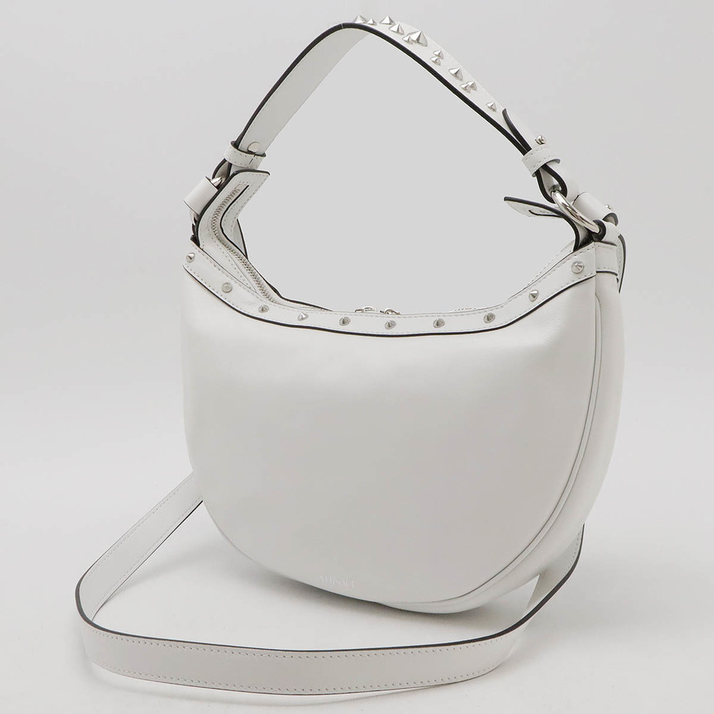 Versace Hobo Leather Bag Medusa Small Shoulder White